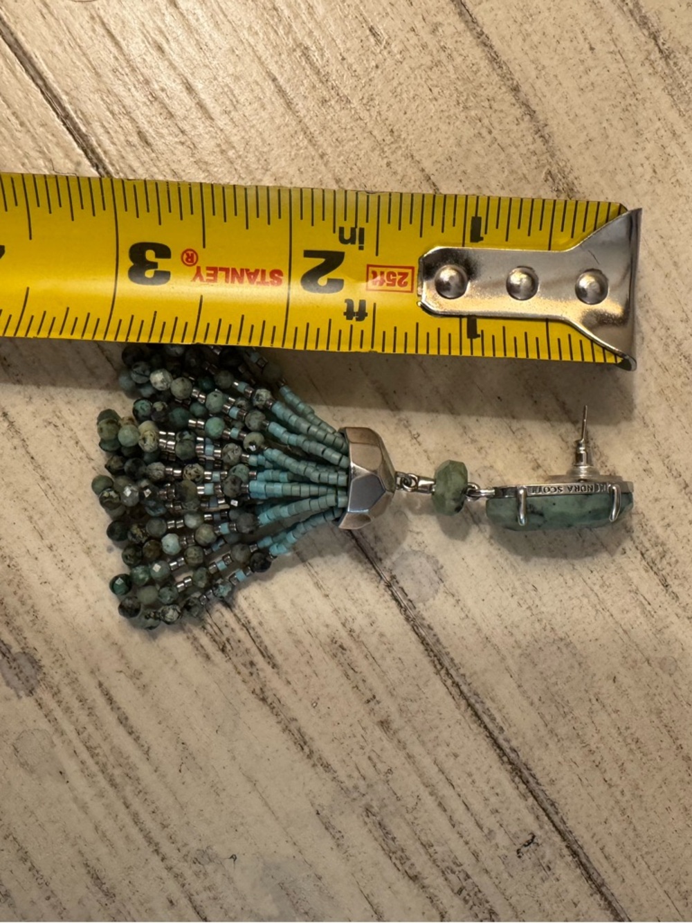 Kendra Scott RARE Silver & Turquoise Dove Tassel Earrings. Gorgeous. Worn 2x. - Picture 5 of 5